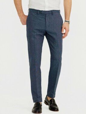 J. Crew Bowery Pant in Crosshatch Cotton-Linen 34/30